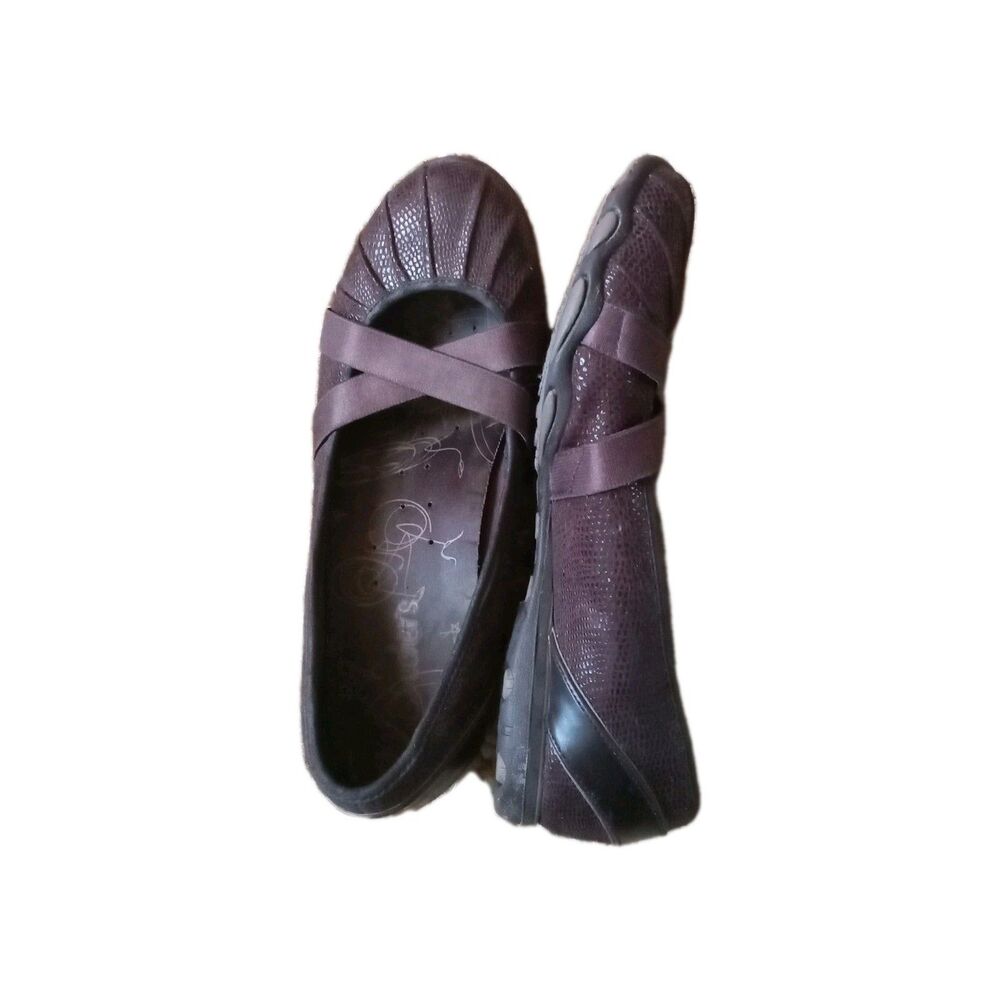 SKECHERS Women's Brown Mary Jane Flats Size 7.5 Criss Cross Strap Comfort Shoes - Picture 4 of 9